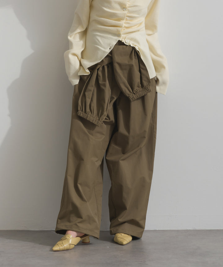 合繊ツイルスタンドウエスト巻きジョガーパンツ