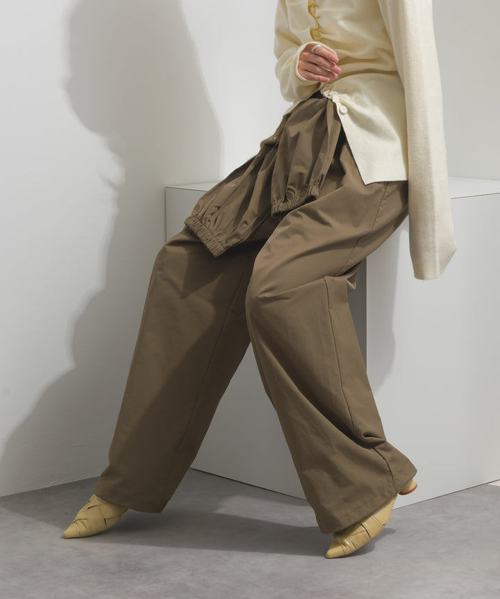 合繊ツイルスタンドウエスト巻きジョガーパンツ