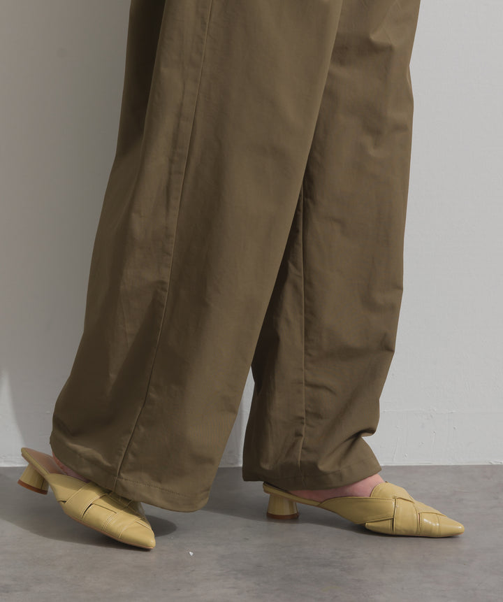 合繊ツイルスタンドウエスト巻きジョガーパンツ