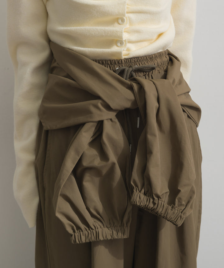 合繊ツイルスタンドウエスト巻きジョガーパンツ