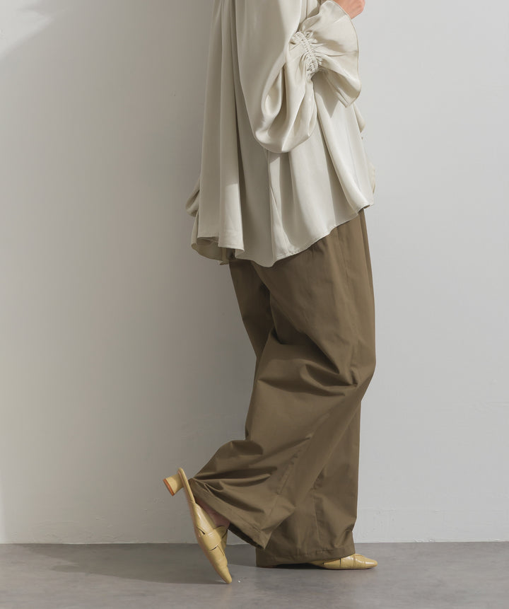 合繊ツイルスタンドウエスト巻きジョガーパンツ