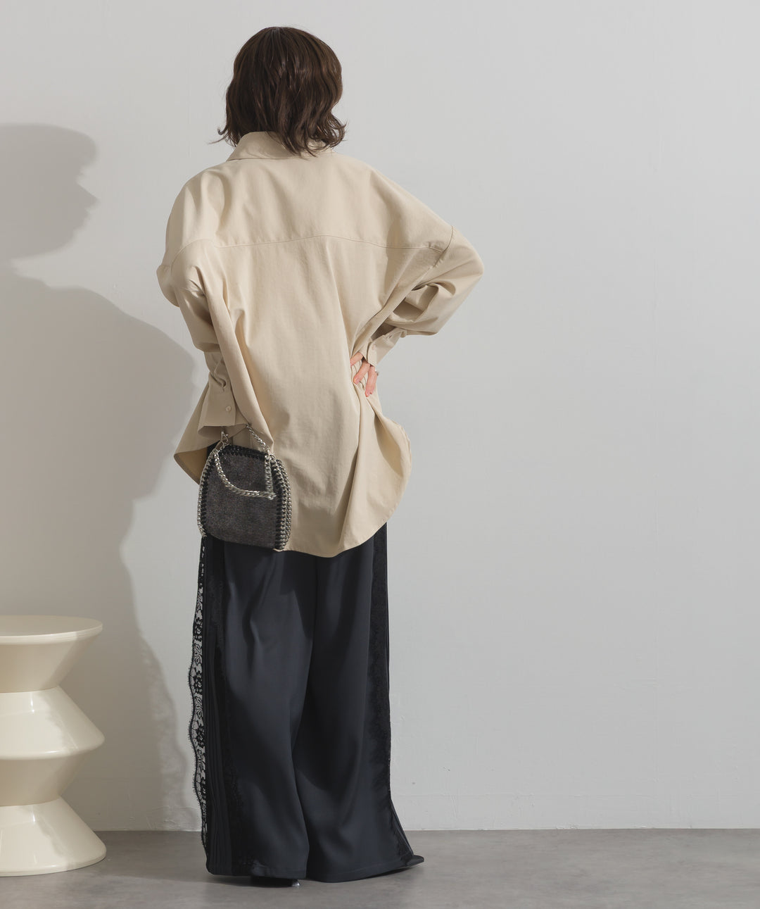 サイドレースワイドパンツ