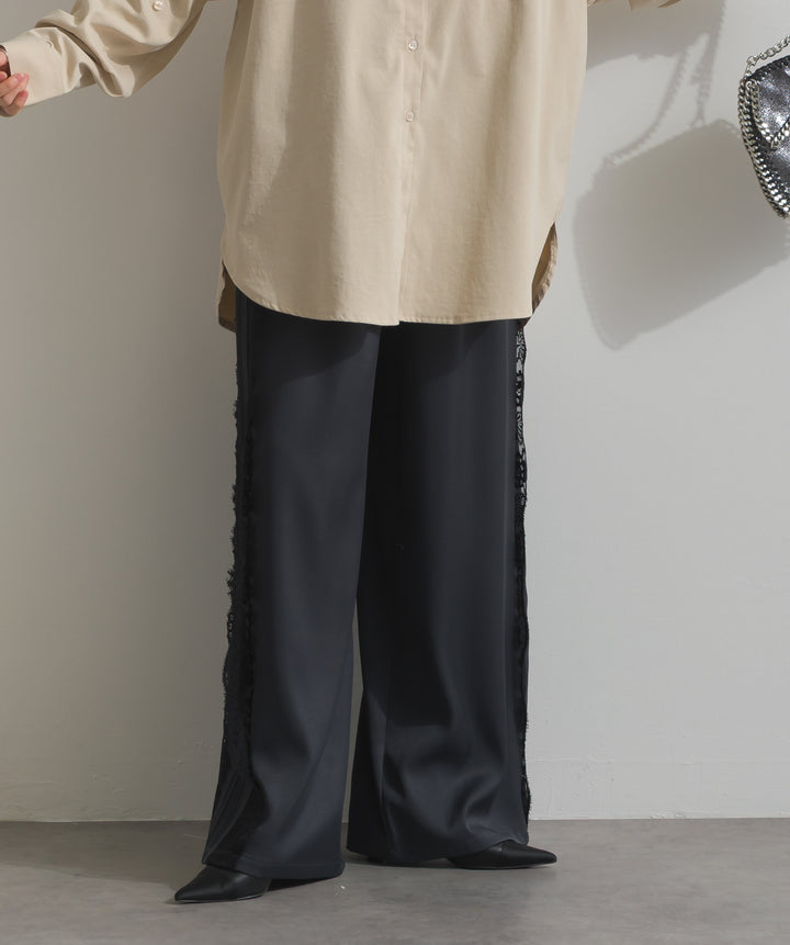 サイドレースワイドパンツ
