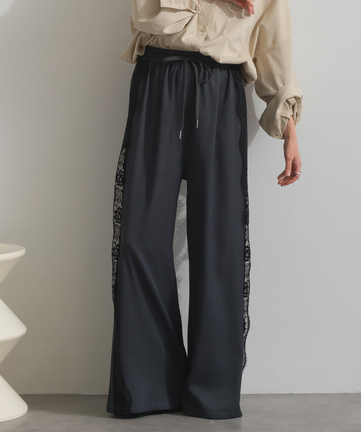 サイドレースワイドパンツ