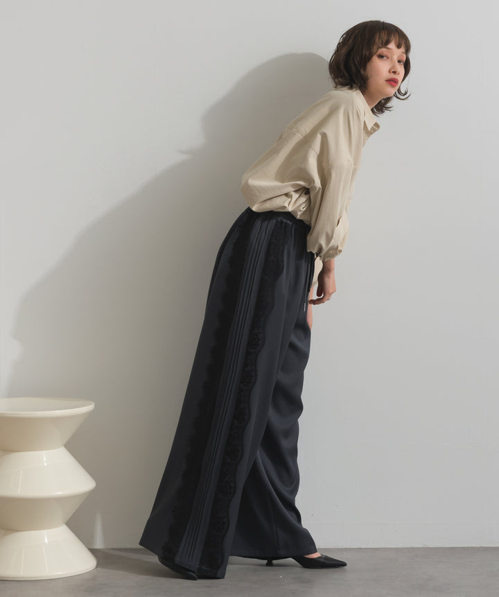 サイドレースワイドパンツ