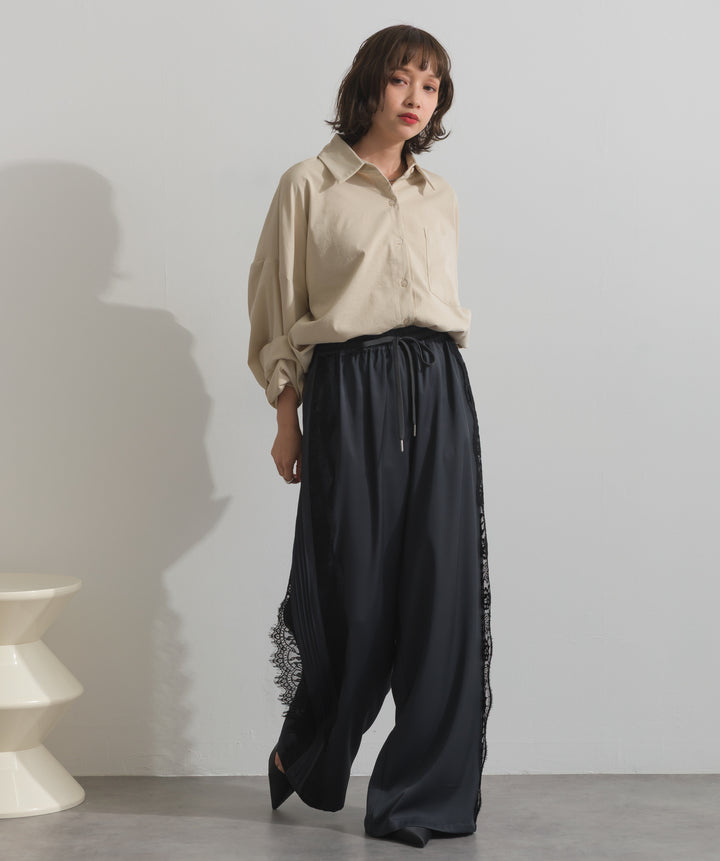 サイドレースワイドパンツ