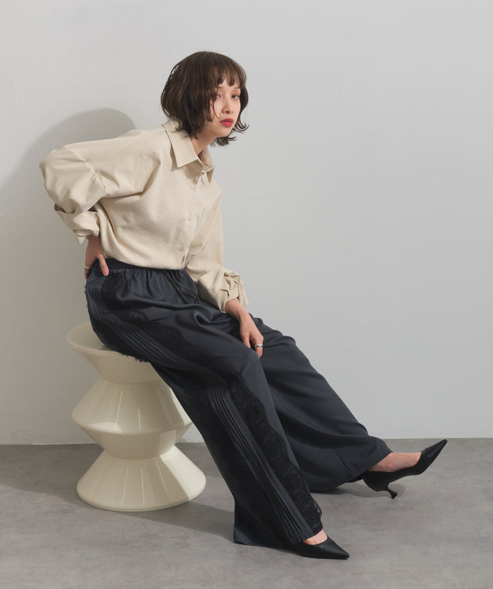 サイドレースワイドパンツ