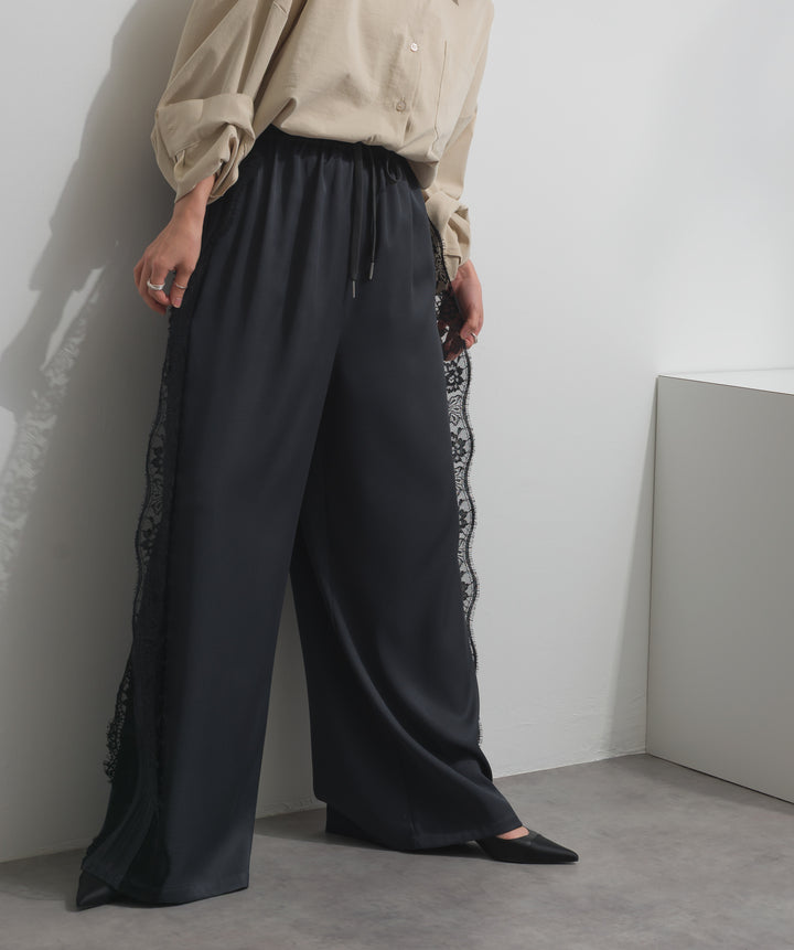 サイドレースワイドパンツ