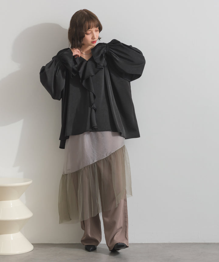 フリルギャザーブラウス