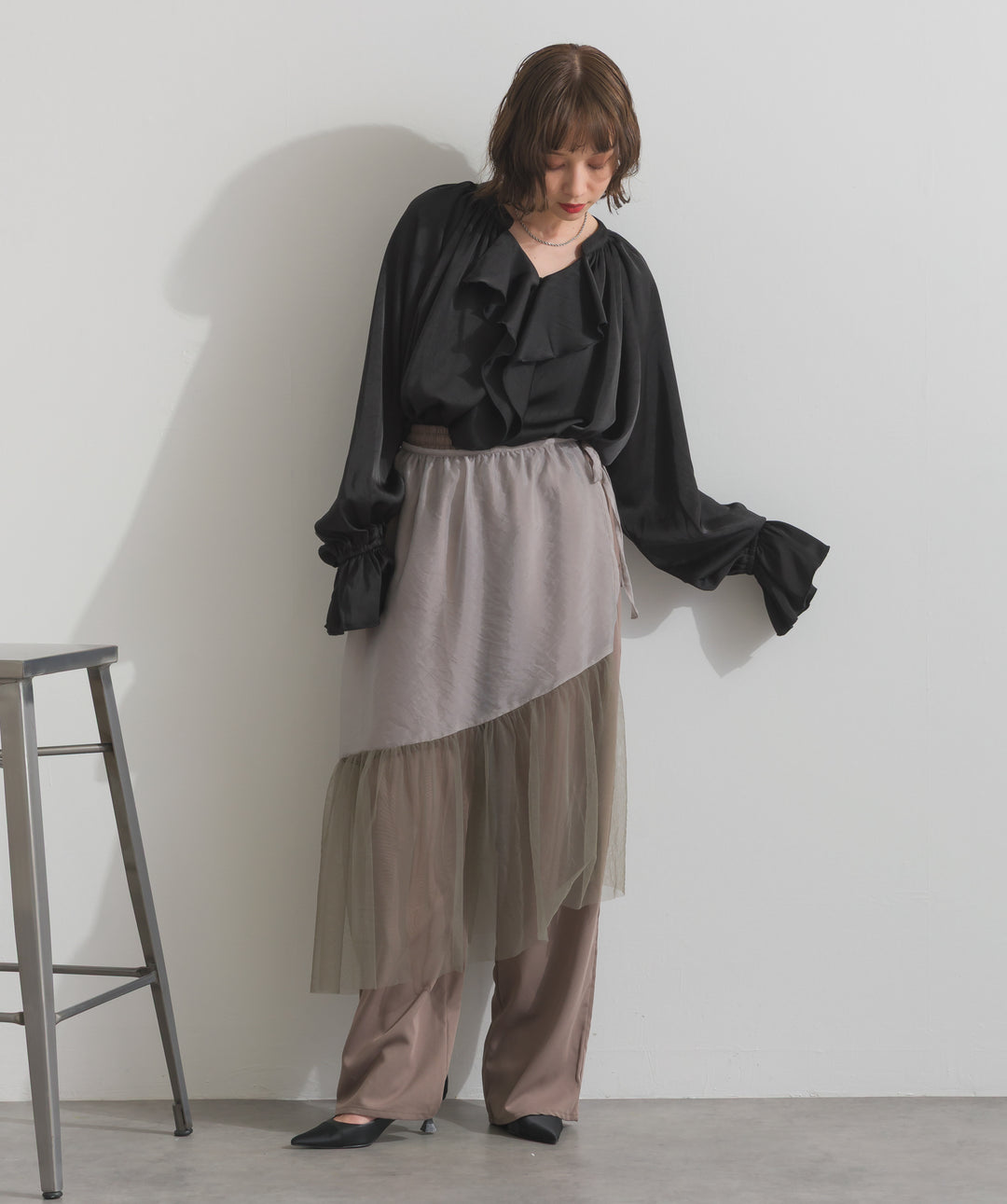 シアーレイヤードラップパンツ