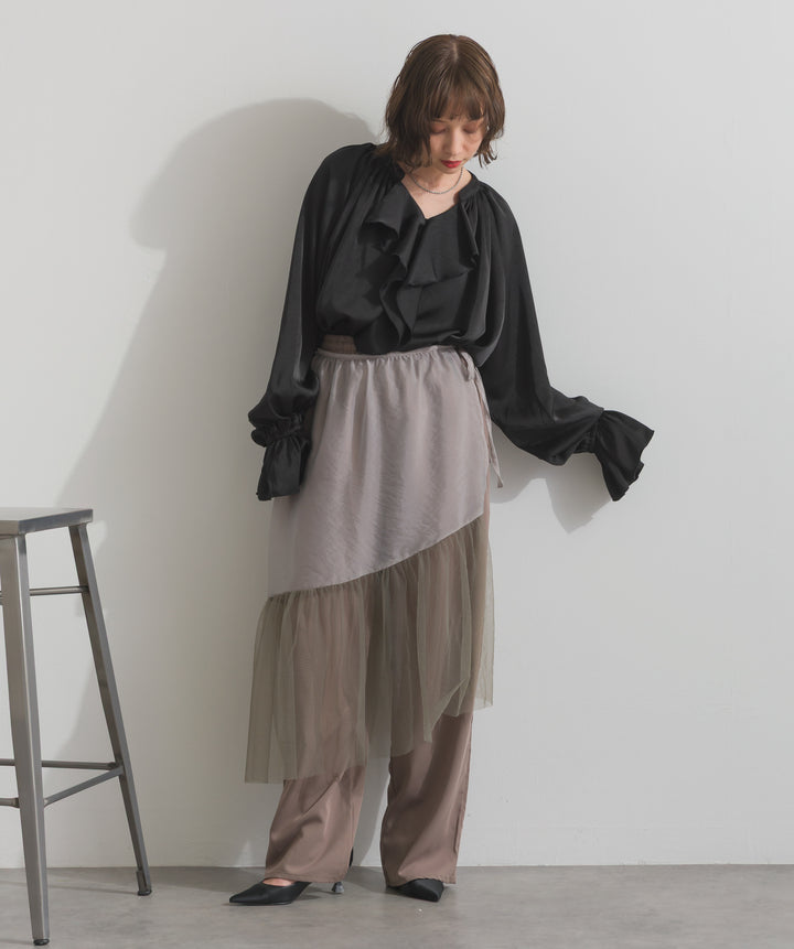 シアーレイヤードラップパンツ