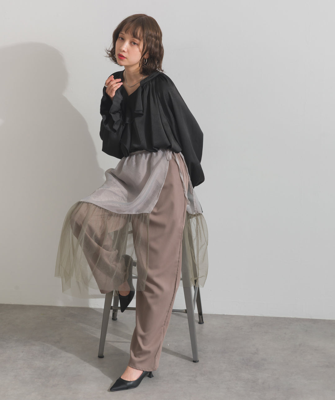 シアーレイヤードラップパンツ