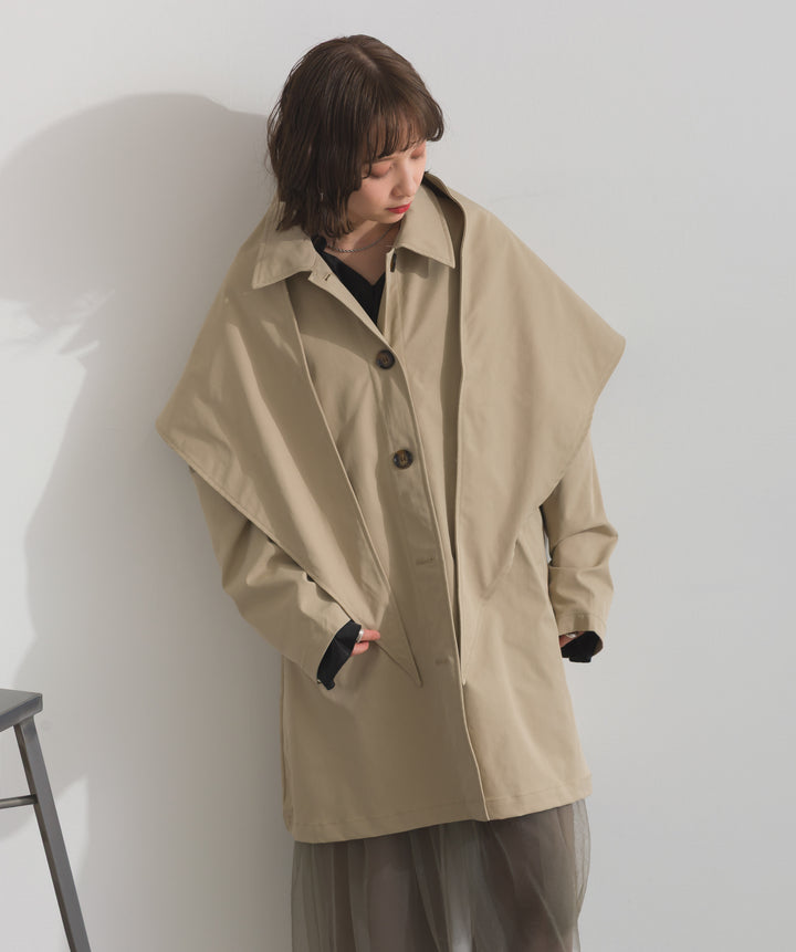 コンパクトツイルスカーフ付きコート