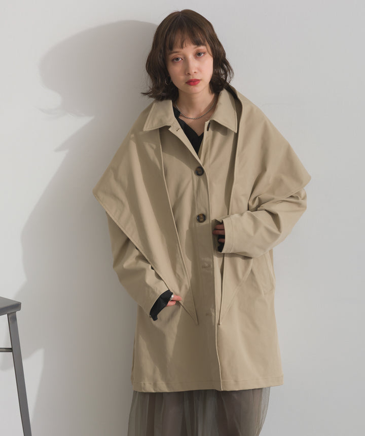 コンパクトツイルスカーフ付きコート