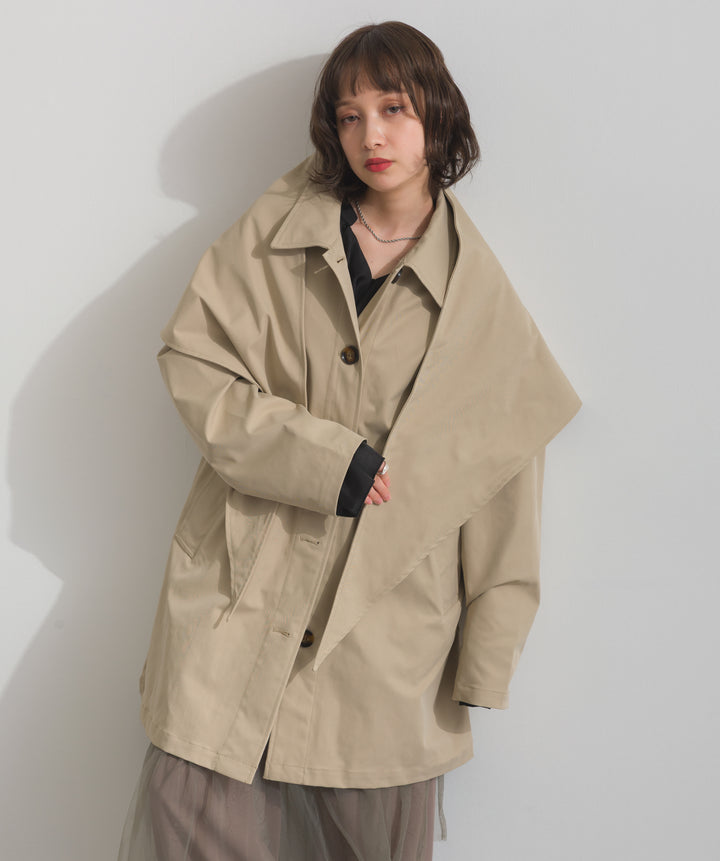 コンパクトツイルスカーフ付きコート