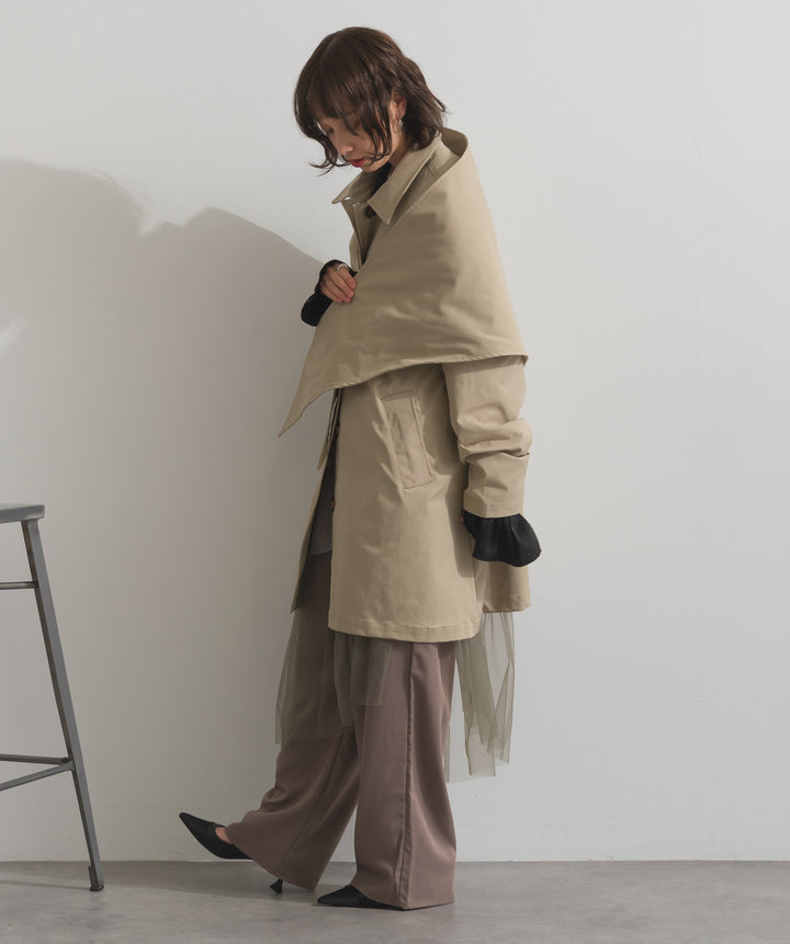 コンパクトツイルスカーフ付きコート