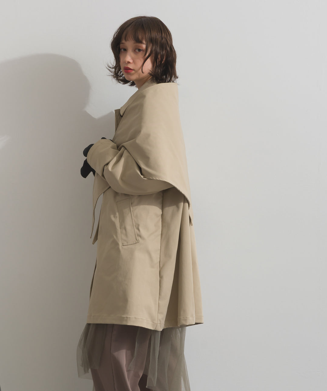 コンパクトツイルスカーフ付きコート