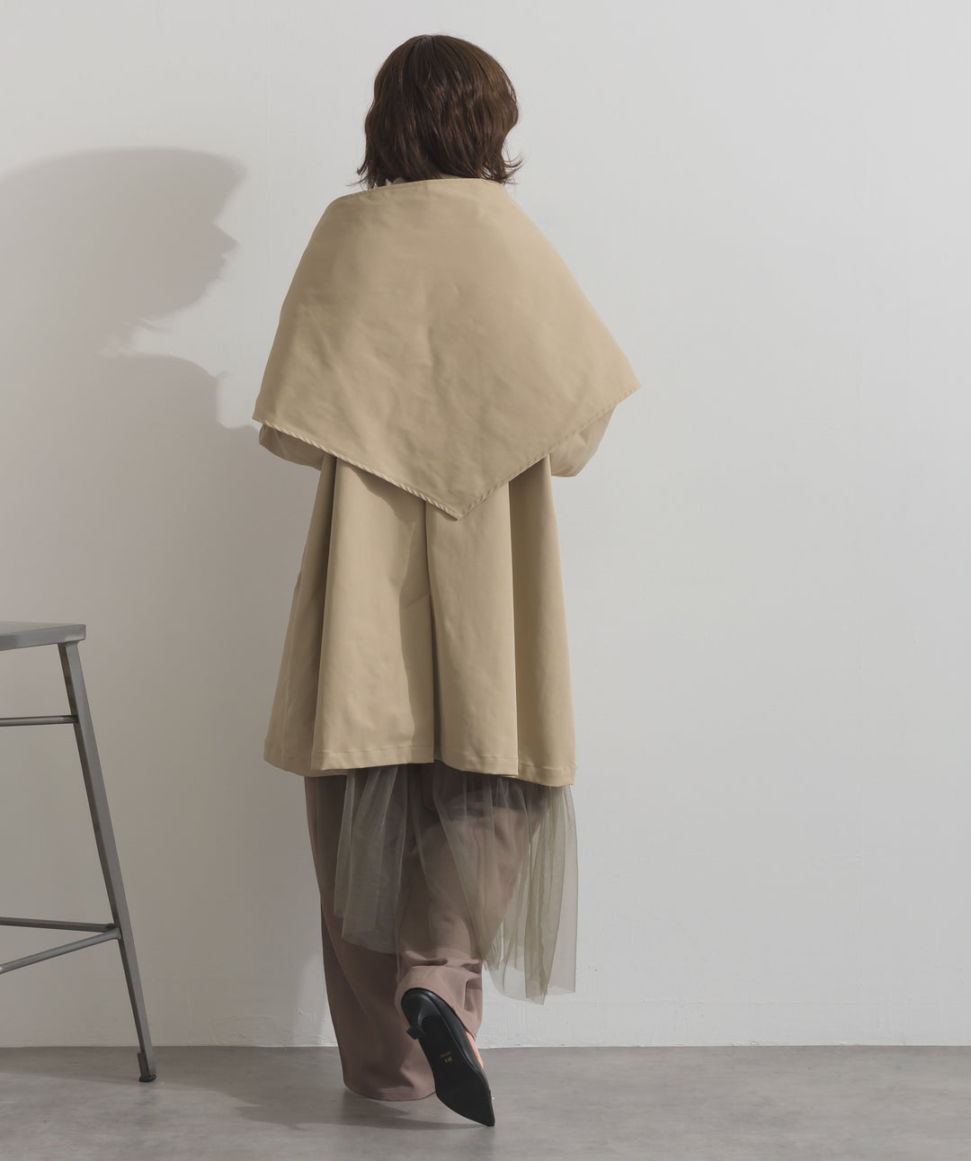 コンパクトツイルスカーフ付きコート