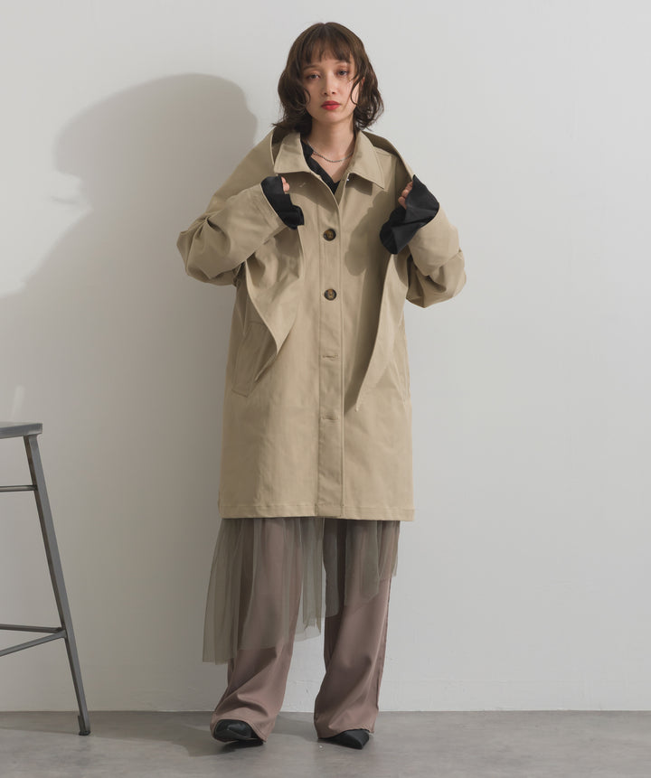 コンパクトツイルスカーフ付きコート