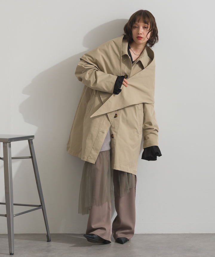 コンパクトツイルスカーフ付きコート