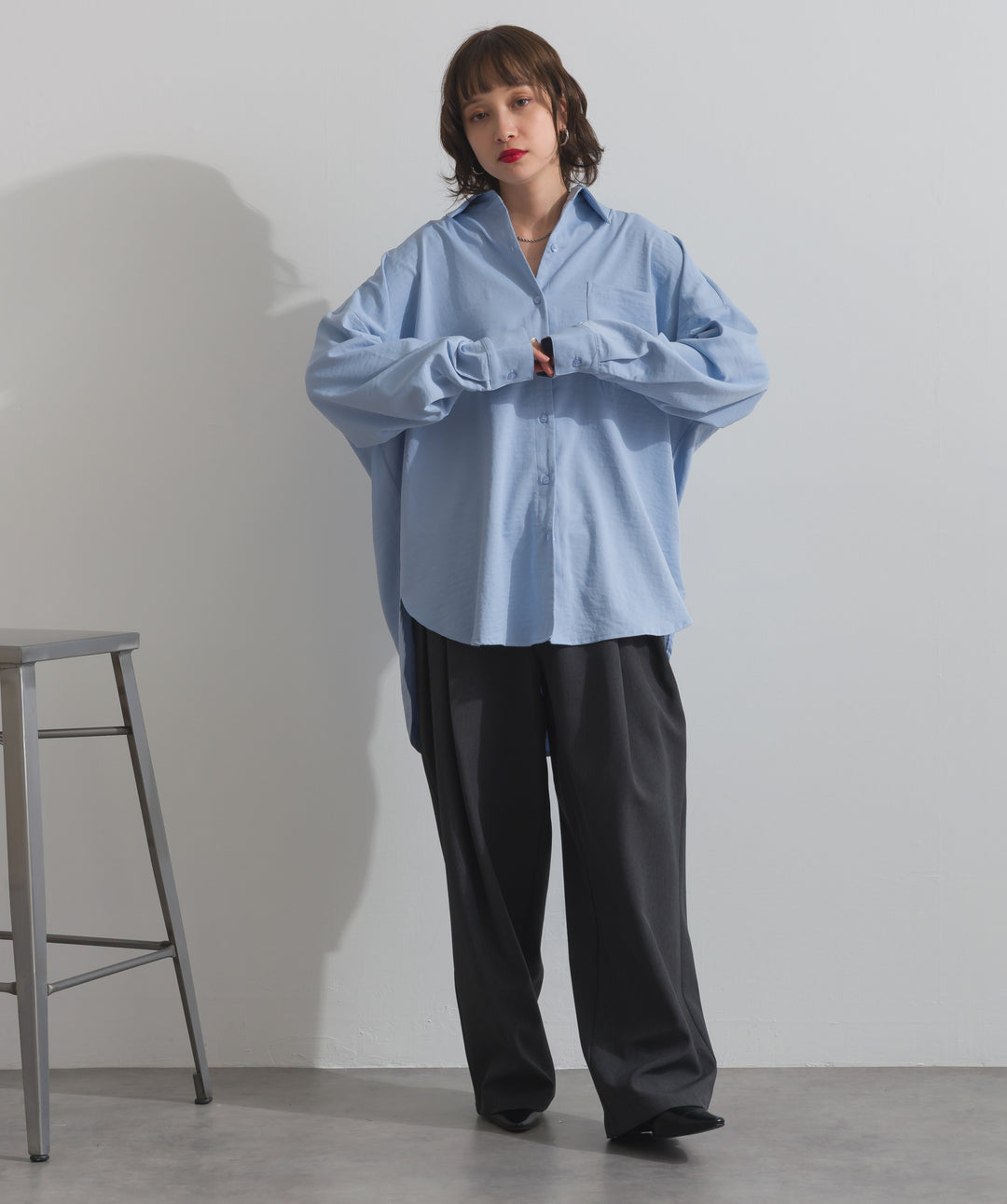 アシンメトリーウエストタックパンツ