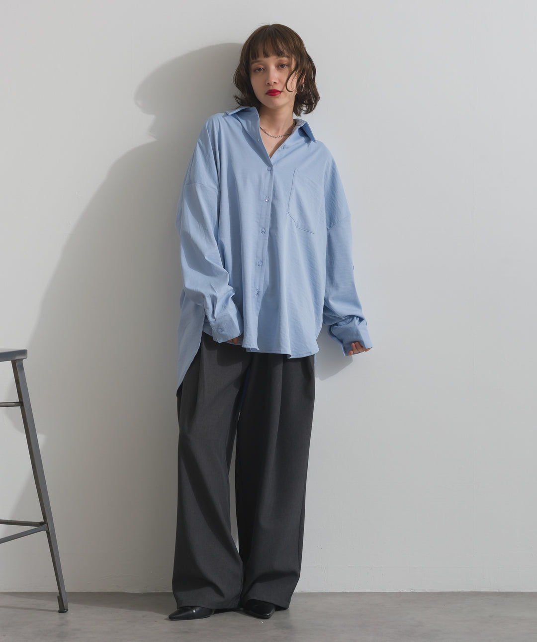 アシンメトリーウエストタックパンツ