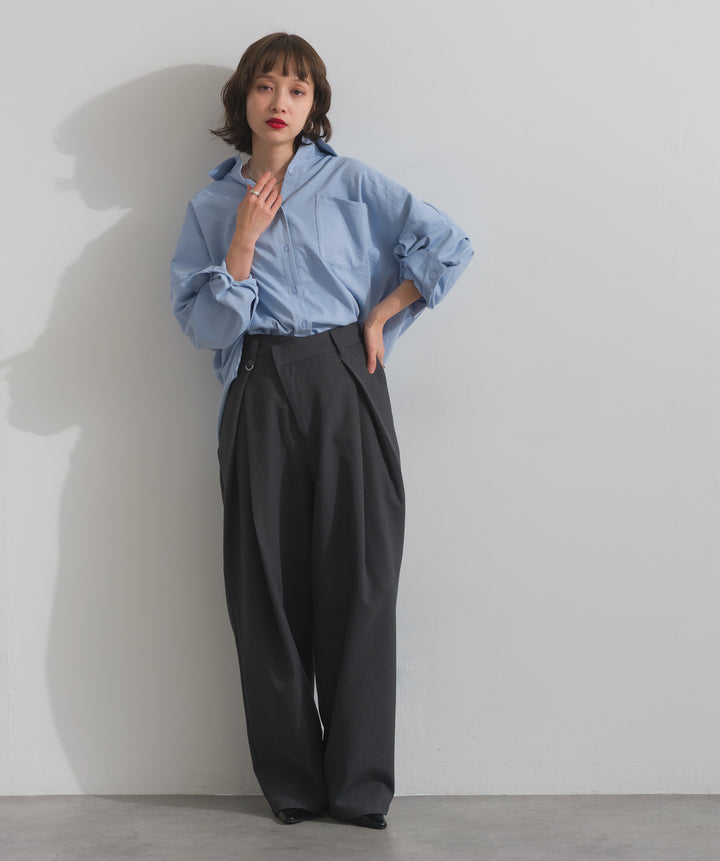 アシンメトリーウエストタックパンツ