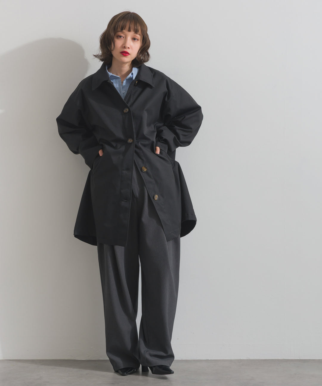 コンパクトツイルスカーフ付きコート