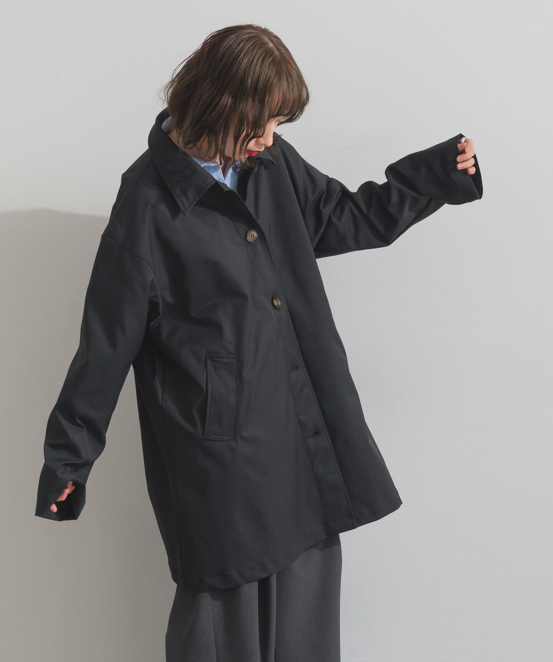 コンパクトツイルスカーフ付きコート