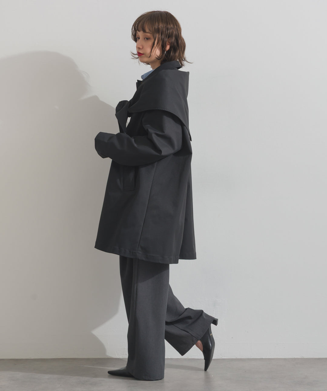 コンパクトツイルスカーフ付きコート