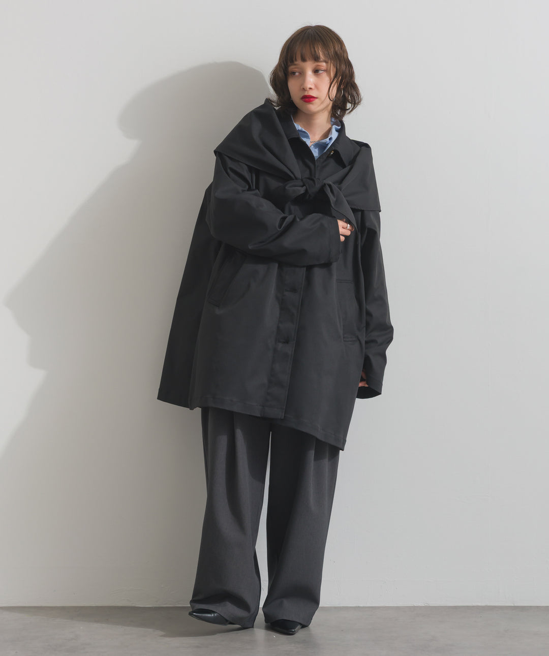 コンパクトツイルスカーフ付きコート