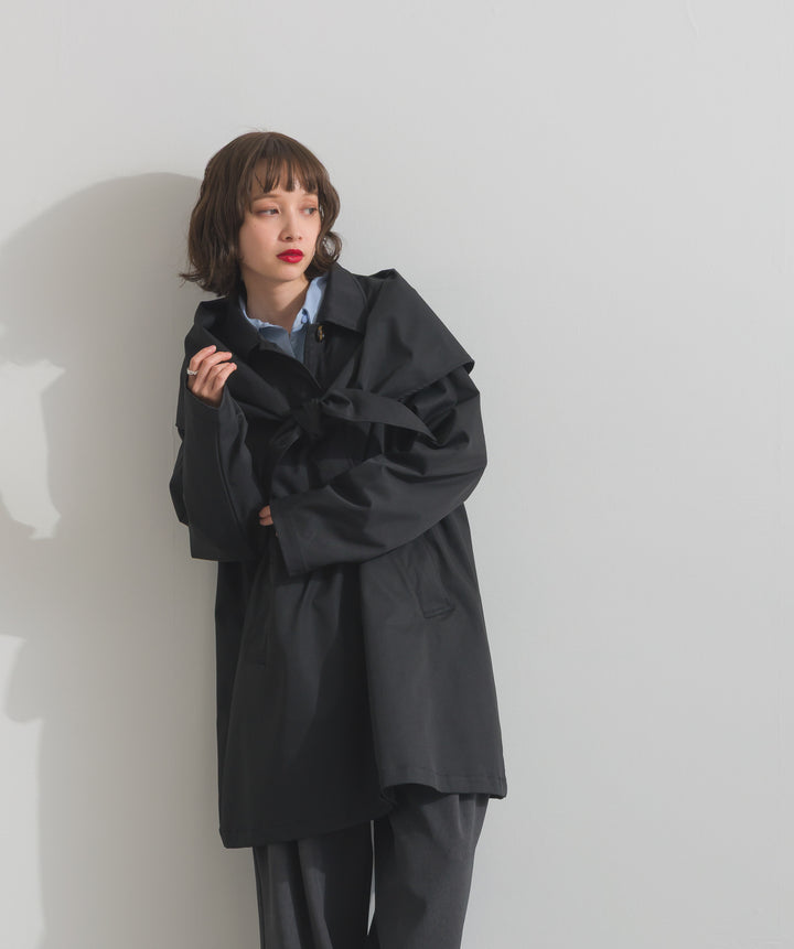 コンパクトツイルスカーフ付きコート
