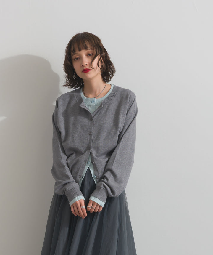 ニットレイヤード風カーディガン