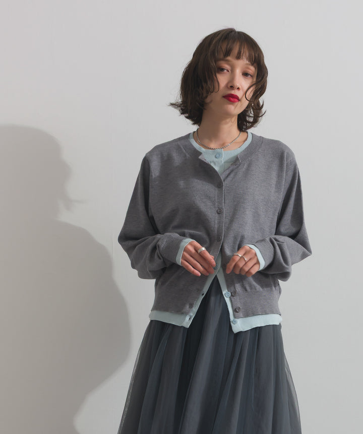 ニットレイヤード風カーディガン