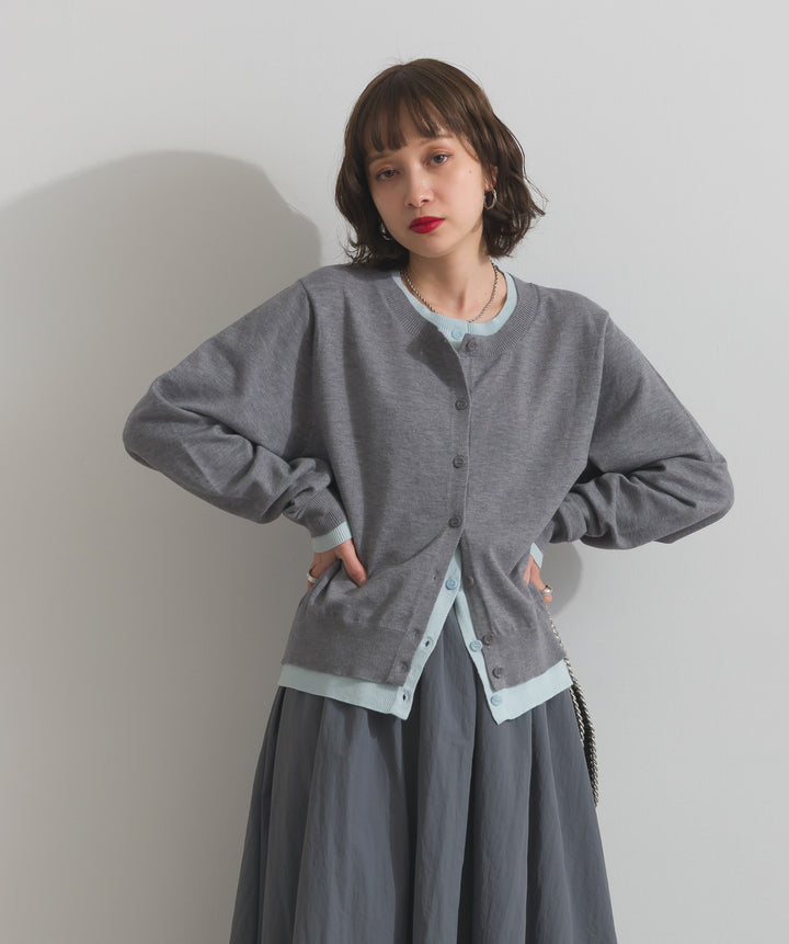 ニットレイヤード風カーディガン