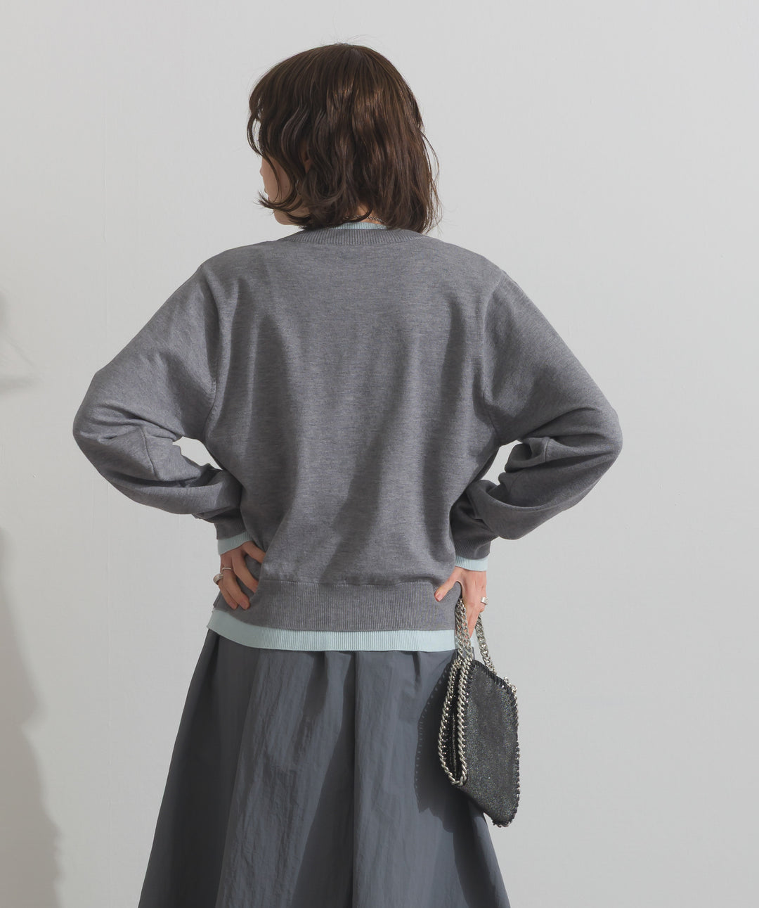 ニットレイヤード風カーディガン