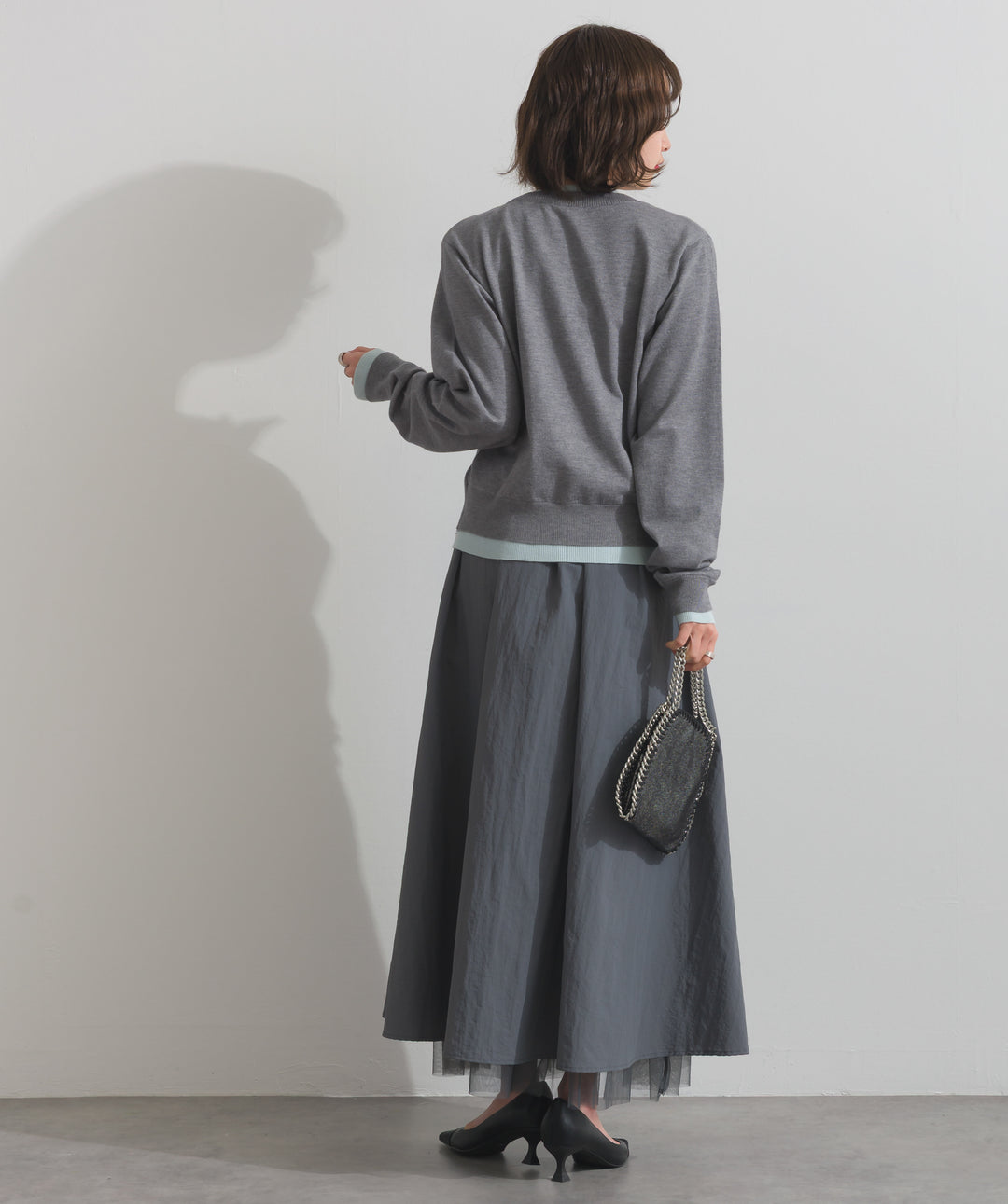 ニットレイヤード風カーディガン