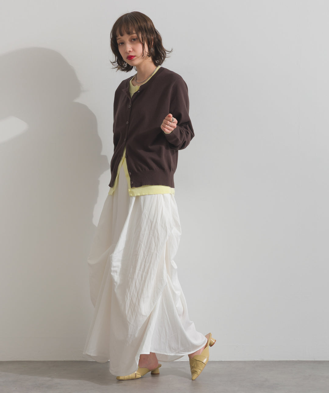 ニットレイヤード風カーディガン