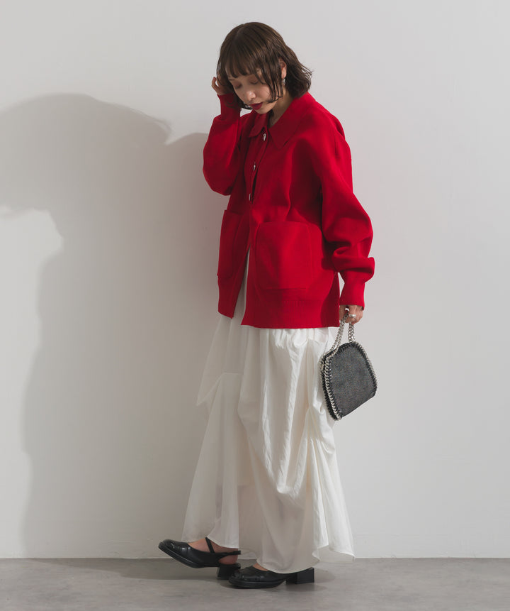 メタルボタン衿付きニットカーディガン