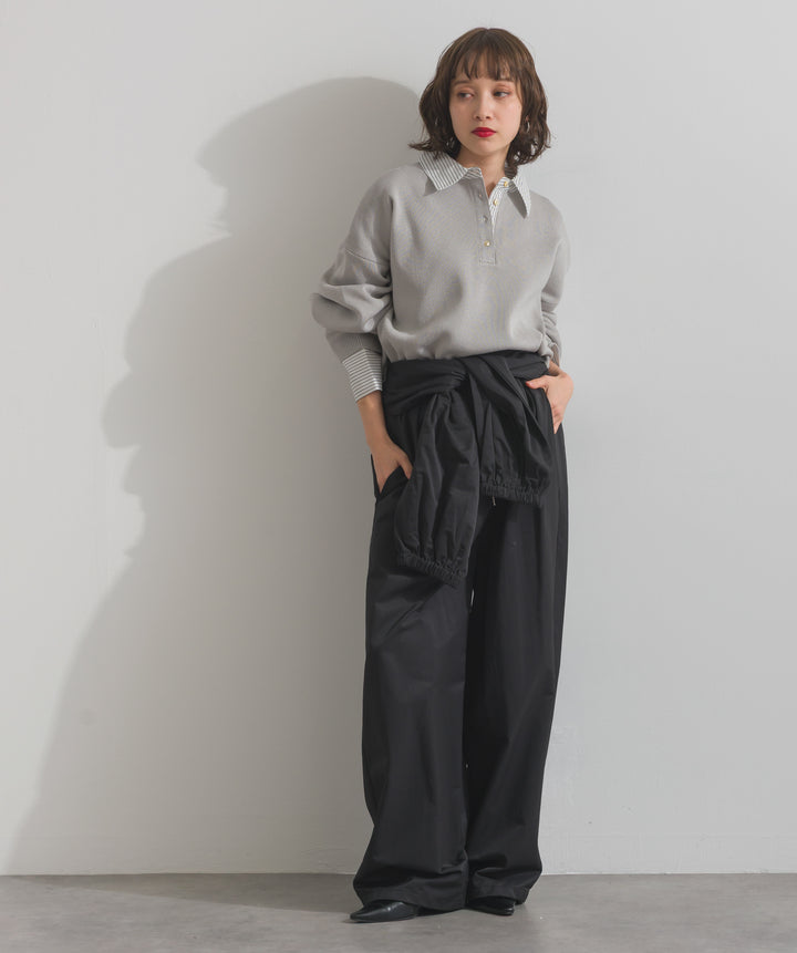 合繊ツイルスタンドウエスト巻きジョガーパンツ