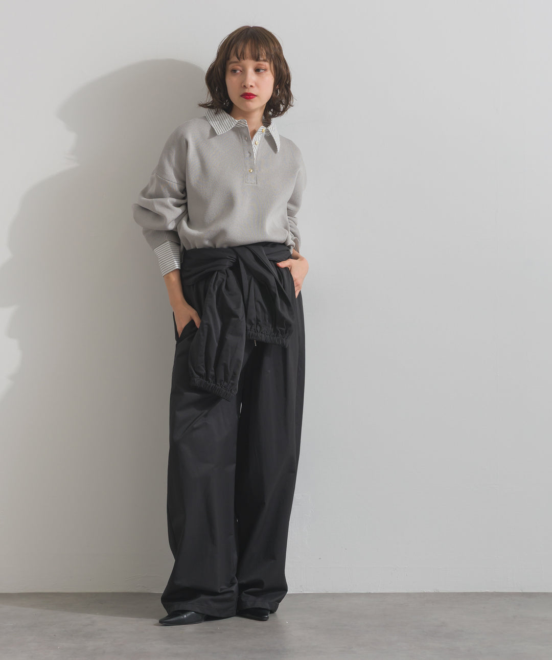 ストライプシャツドッキングポロ