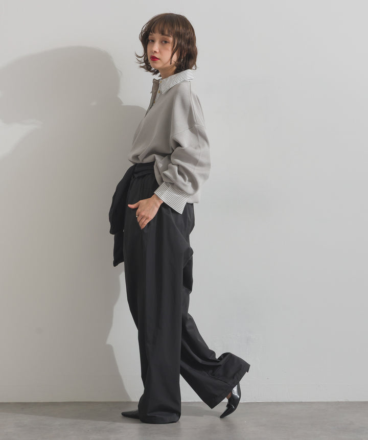 合繊ツイルスタンドウエスト巻きジョガーパンツ