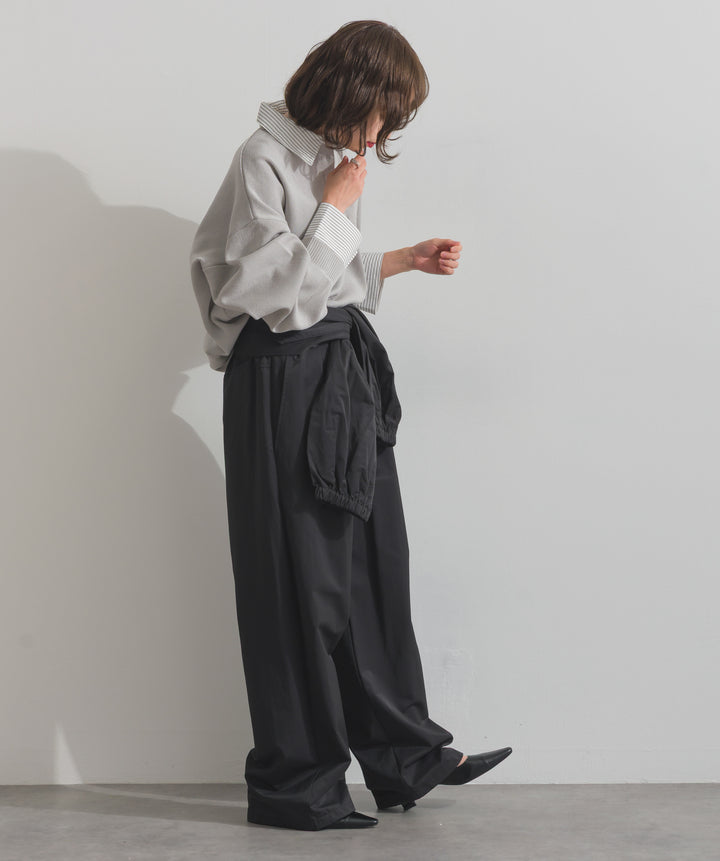 合繊ツイルスタンドウエスト巻きジョガーパンツ