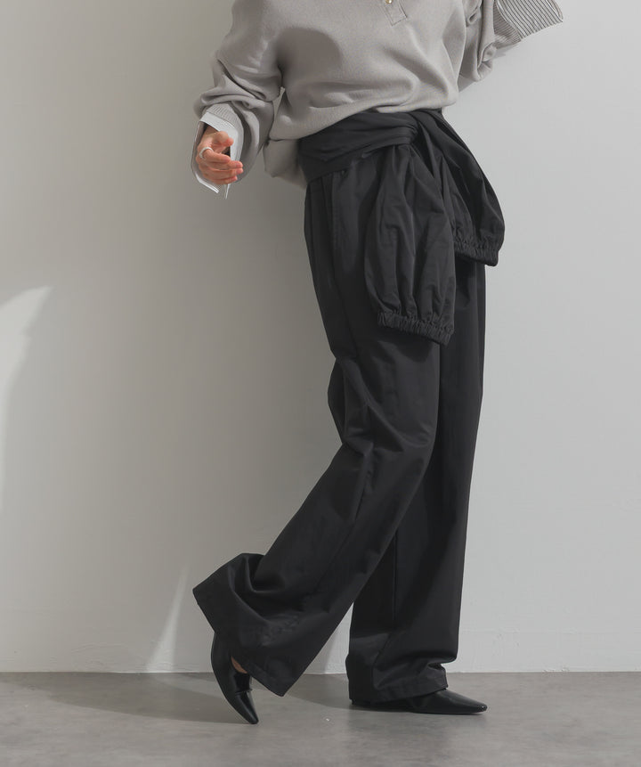 合繊ツイルスタンドウエスト巻きジョガーパンツ