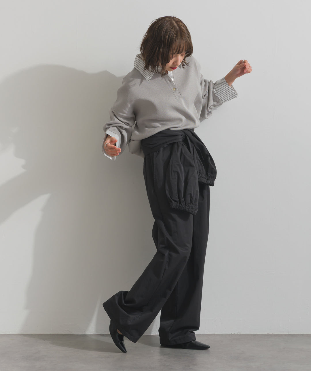 ストライプシャツドッキングポロ