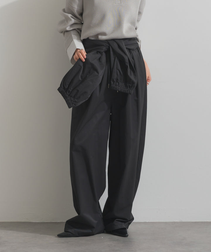 合繊ツイルスタンドウエスト巻きジョガーパンツ