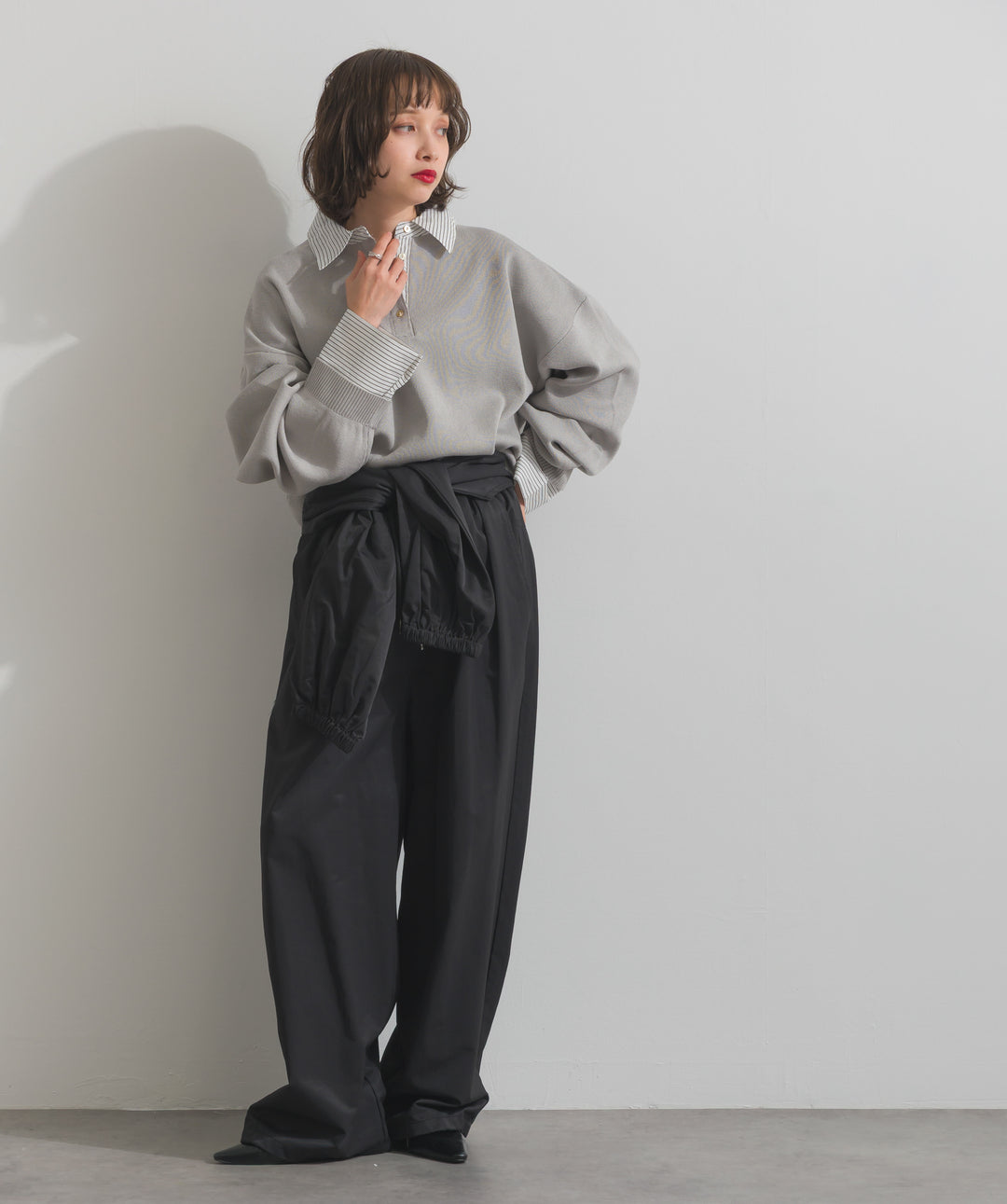 ストライプシャツドッキングポロ