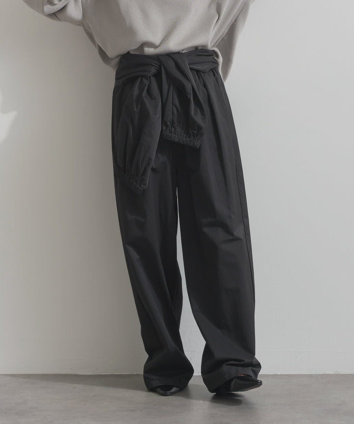 合繊ツイルスタンドウエスト巻きジョガーパンツ