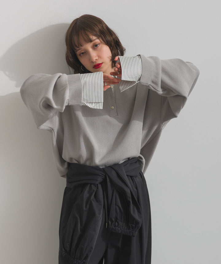 ストライプシャツドッキングポロ