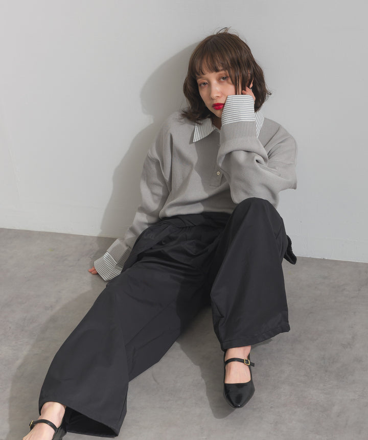 ストライプシャツドッキングポロ